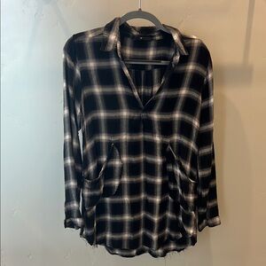 Plaid Black and White Women's Top
